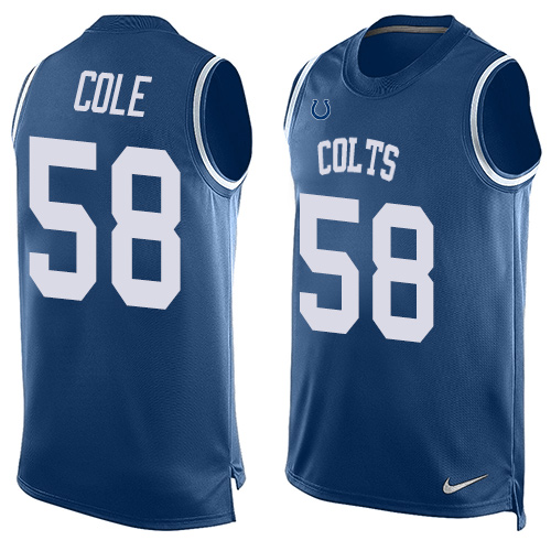 Men's Limited Trent Cole Nike Jersey Royal Blue - #58 Player Name & Number Tank Top NFL Indianapolis Colts